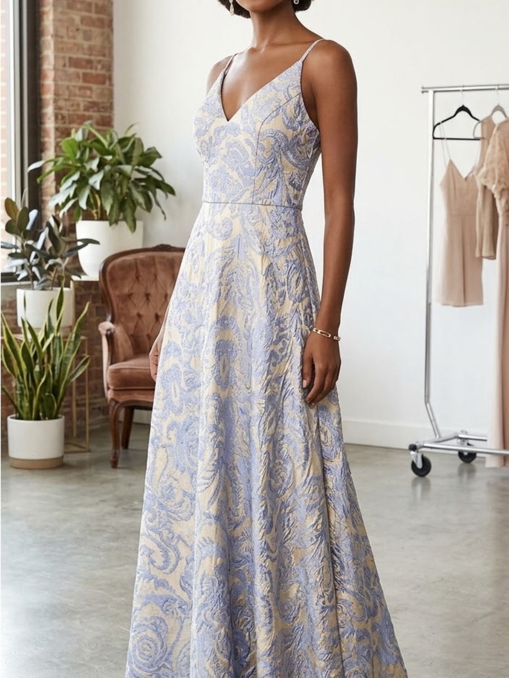 Speechless Lavender and Cream Jacquard Maxi Dress